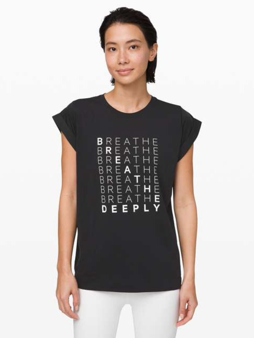 lululemon athletica Black 'BREATHE DEEPLY' Short Sleeve Tee